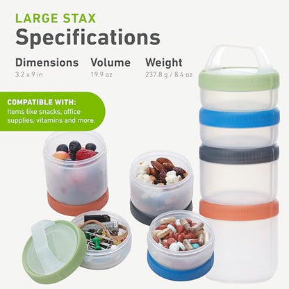 humangear Stax Modular Storage System - Food-Safe 4-Piece Stacking Container with Click-Handle - color: Spectrum, size: Large