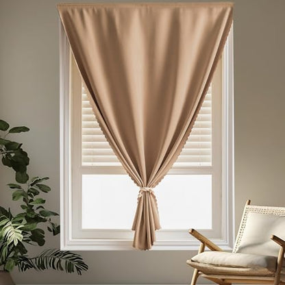 Self Adhesive Curtains - No Drilling, No Rod, Easy to Install Blackout Curtains for Window Blinds,Bedroom(Brown 35 * 59in-1P) - color: Brown, size: 35"W x 59"L (Pack of 1)