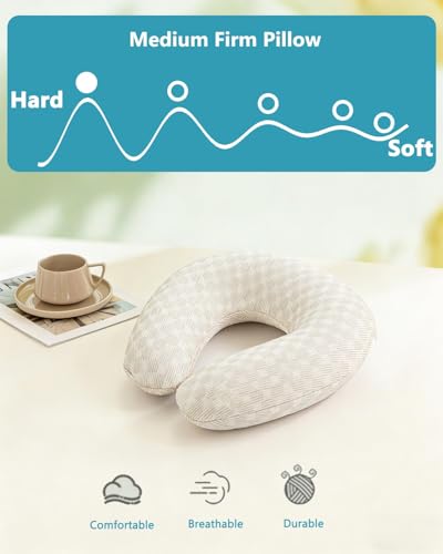 Buckwheat Neck Pillow with Dual-Layer Pillowcase, 12''x12'' Adjustable Firm U Shaped Pillows, Breathable for Cool Sleep, Neck Support Buckwheat Hulls Pillow for Back Sleeper (Khaki) - color: 3d-khaki