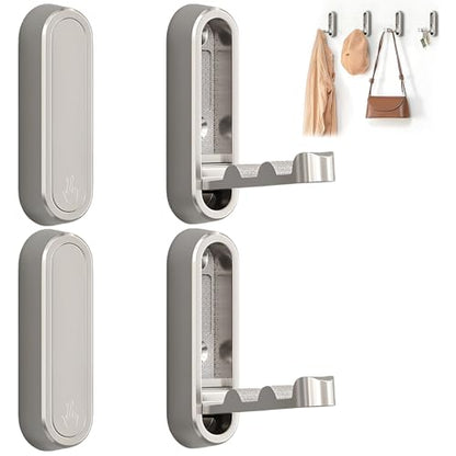 4Pcs Foldable Wall Hooks, Zinc Alloy Folding Hook Silver, Heavy Duty Folding Coat Hooks Wall Mounted for Hanging Coat Towels Bags Keys (Silver, 4 Pack) - color: Silver, size: 4 Pack