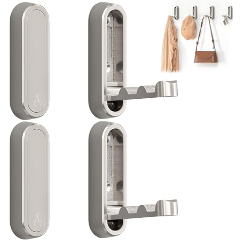 4Pcs Foldable Wall Hooks, Zinc Alloy Folding Hook Silver, Heavy Duty Folding Coat Hooks Wall Mounted for Hanging Coat Towels Bags Keys (Silver, 4 Pack) - color: Silver, size: 4 Pack