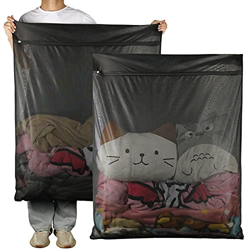 2Pcs Extra Large Mesh Laundry Bags for Washing Machine - Ideal for Delicates, Blankets, Sheets, Bedding, Toys, Pet Items - Zippered Mesh Bags for Travel, Storage, Dorms, Home (43 x 35 Inches) - color: Black, size: XL (43"x35")