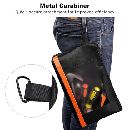 KENOBE 13" Tool Pouches with Zipper, Heavy Duty Small Tool Bag with Visible Window, Multipurpose Storage Utility Pouch for Tools, Gadgets, Cosmetics, Stationery, Travel Accessories, 3 Pack