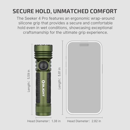 OLIGHT Seeker 4 Pro Rechargeable Flashlights, 4600 Lumens High Powerful Bright LED Light with USB C Holster, Waterproof IPX8 for Emergencies, Camping, Searching (OD Green) - color: OD Green