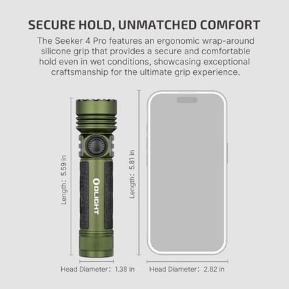 OLIGHT Seeker 4 Pro Rechargeable Flashlights, 4600 Lumens High Powerful Bright LED Light with USB C Holster, Waterproof IPX8 for Emergencies, Camping, Searching (OD Green) - color: OD Green