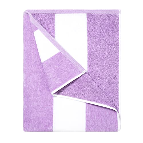 HENBAY Cotton Oversized Beach Towel - Large 70 x 35 Inch Pool Towel, Purple Striped Quick Dry Swimming Cabana Towel - color: Purple