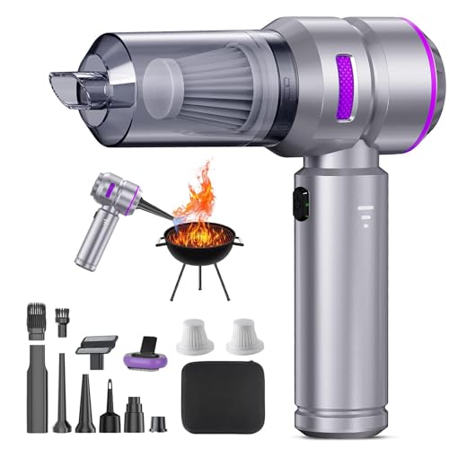 Cordless Car Vacuum 22000PA, Handheld with Brushless Motor, 4-in-1 Portable Vacuum & Blower/Inflator, HEPA Filter, Pet Brush, Type-C for Car Home Office (Purple) - color: Purple