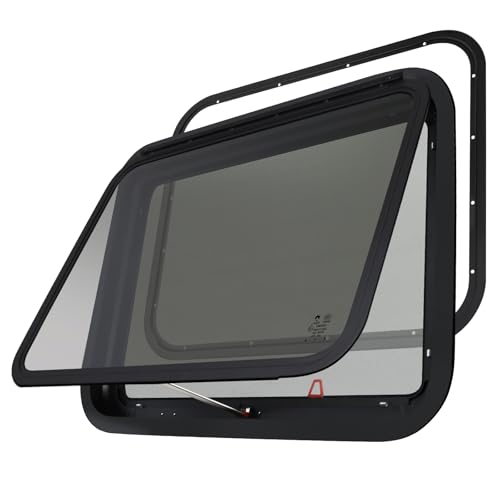 NOVINO RV Exit Window Replacement, 30" W x 22" H RV Emergency Window for Cargo Trailer Camper Travel Trailer Van with Screen&Trim Ring, Fit 1" or 1-1/2" Thick Wall,DOT Approved - size: 30"W x 22"H