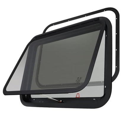 NOVINO RV Exit Window Replacement, 30" W x 22" H RV Emergency Window for Cargo Trailer Camper Travel Trailer Van with Screen&Trim Ring, Fit 1" or 1-1/2" Thick Wall,DOT Approved - size: 30"W x 22"H