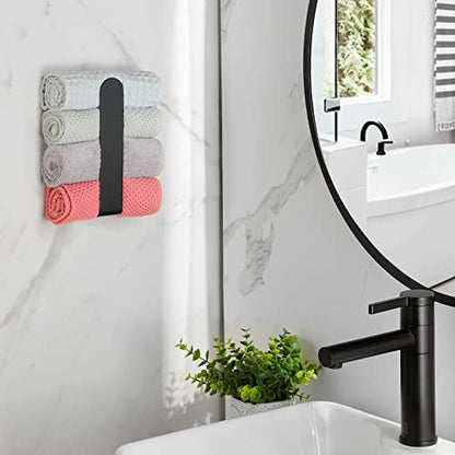 Taozun Hand Towel Holder/Hand Towel Bar - Black Face Towel Holder Self Adhesive Towel Ring for Bathroom, Stainless Steel - color: Black, size: 8-inch