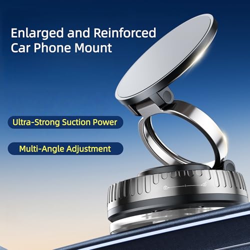 Magnetic Car Phone Mount for MagSafe: 360° Rotatable Adjustable Holder with Suction Cup, Universal Fit for Dashboards/Windshields/Glass, Compatible with iPhone 17/16/15 Series & Android - color: C. J36-White Base