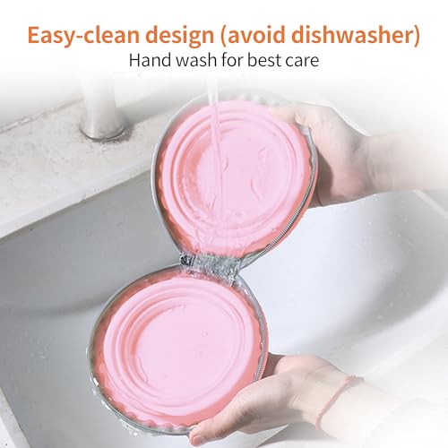 Collapsible Dog Bowls, 2-in-1 Pet Portable Travel Double Bowl Water Food Feeder Traveling Camping & Walking 25oz Pink - color: Pink