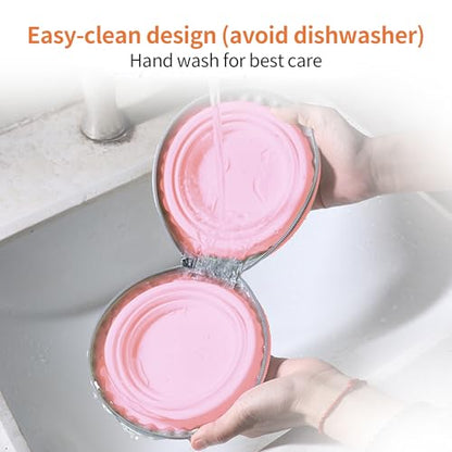 Collapsible Dog Bowls, 2-in-1 Pet Portable Travel Double Bowl Water Food Feeder Traveling Camping & Walking 25oz Pink - color: Pink