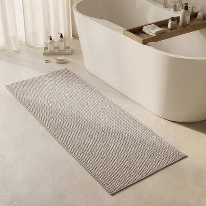 Triohero Bathroom Runner Rug, Long Bath Mat Washable Thin Quick Dry Low Pile Bathroom Runner Rugs 24 x 60 Non Slip, Beige 24"x60" - color: Beige, size: 24"x60"