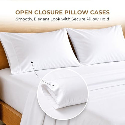 SGI bedding 100% Egyptian Cotton Sheets Twin XL Size – 600 Thread Count Sheets Set, Soft, Cooling, 15" Deep Pocket, Luxury Hotel Bedding, Breathable, Durable - White - color: 01 - White, size: Twin XL