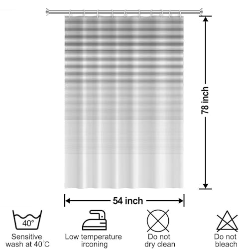 Boho Shower Curtain for Bathroom 54x78 inches Light Grey White Lines Waterproof Shower Curtain Set with Hooks Bohemian Stripe Fabric Stall RV Shower Curtains - color: Grey, size: 54"W x 78"L (Pack of 1)