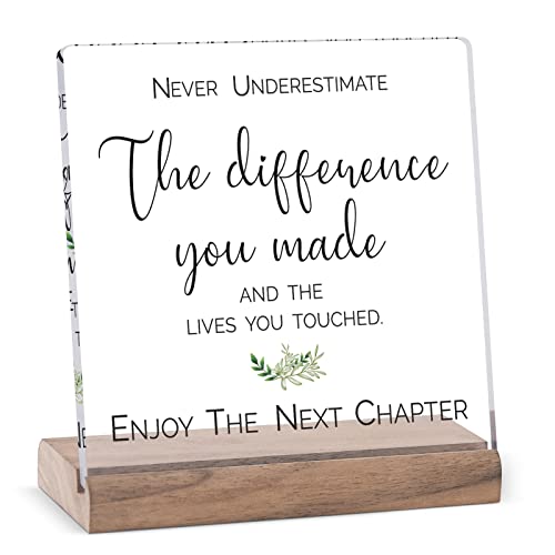 Goodbye Gifts For Coworkers Leaving Gifts For Women Farewell Gifts For Friends Going Away Gift For Boss Leaving Job Retirement Gifts For Women Men Retirement Party Decorations New Job Gifts For Desk - color: Leaf - wooden base