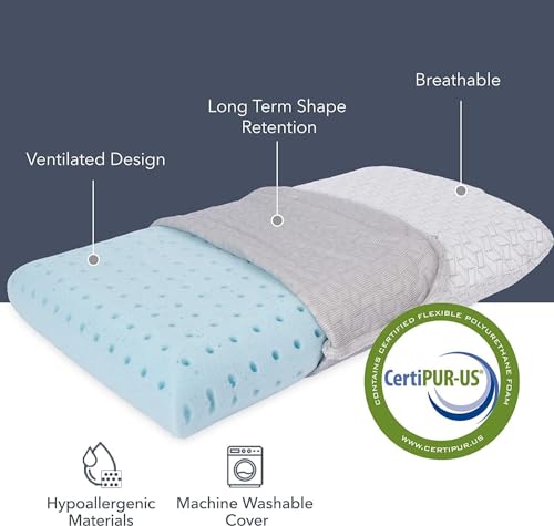 Vaverto Camping Pillow, Medium Firm Memory Foam Travel Pillow, Compressible & Portable, Breathable Washable Cover, Backpacking, Airplane & Car Travel, 12" x 18" - color: Green