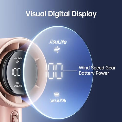 JISULIFE Handheld Fan Pro1S - Next-Gen Airflow: Up to 12h Runtime, Pearlescent ABS - Elegant Strength, 1-100 Speed Scroll Wheel, 3600mAh-Portable Fan for Travel, Gifts for Women Men(Iceberry Pink) - color: Iceberry Pink
