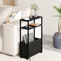 Leomonio Narrow Side Table, Slim Side Table with Magazine Rack, Bathroom Table for Small Spaces, Narrow Bedside Table for Living Room, Bedroom | with Magazine Rack - color: Black