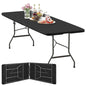 FDW 8FT Folding Table, Portable Fold-in-Half Plastic Picnic Party Table with Carrying Handle (Black, 8FT) - color: Black, size: 8 FT 94"x29"