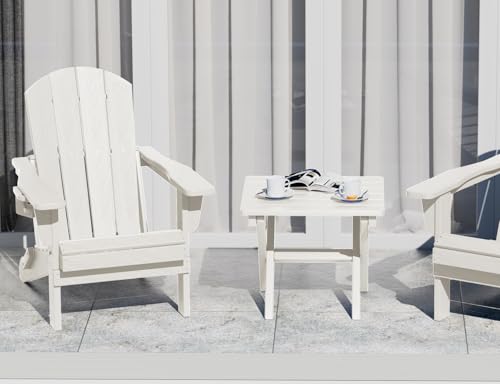 SERWALL Folding Outdoor Side Table Set of 4, Small Adirondack Side Table, White - color: White, size: Foldable 4-pack