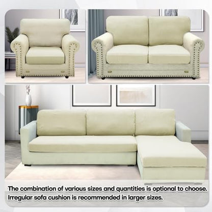 ZNSAYOTX Stretch Cushion Covers Sofa Loveseat Cushion Couch Seat Covers Slipcovers Soft Replacement Unique Pattern Furniture Protector with Elastic Bottom (Light Beige, 1 Pc 2-Seat Cushion Cover) - color: Light Beige, size: 1 Cushion Loveseat