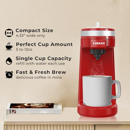 CHULUX Mini Coffee Maker for K Capsule, Single Serve Coffee Maker for One Cup Americano, Lightweight Pod Coffee Machine, Red - color: Red
