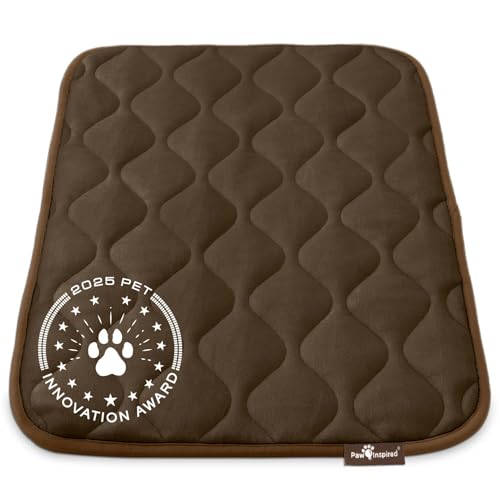 Paw Inspired Washable Padded Crate Mats for Dogs | 29” x 18” Pad, Fits 30-inch Kennels | Leakproof, Waterproof Bottom, Plush Pet Beds (Dark Brown) - color: Dark Brown, size: 30 Inch