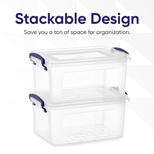 Superio Clear Plastic Storage Bin with Lid, 3.5 Qt, Non-Toxic, BPA Free, Odor Free, Organizer Storage Box, Stackable Plastic Tote for Home, Garage, School, and Office, X-Small - size: 9.75" x 6.6" x 4.75"
