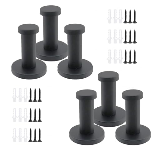 Wall Hooks Heavy Duty Coat Hooks Stainless Steel Clothes Hanger for Hanging Bathroom Towels Handbag Black 2-inch Length with 16mm Shank Dia - Pack of 6 - color: Black, size: 2" Length 16mm Shank