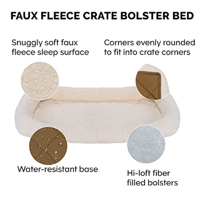 Furhaven Dog Bed for Large Dogs, 100% Washable, Sized to Fit Crates - Sherpa Fleece Bolster Crate Pad - Cream, Jumbo/XXL - color: Cream, size: Jumbo (XX-Large)