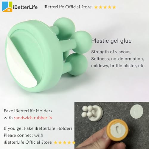 iBetterLife Silicone Toothbrush Shower Holder - 6Pcs Self Adhesive Wall Mounted Single Hook for Hanging Tooth Brushing, Functional Utility Plug Holder for Bathroom Kitchen Living Room Office, Yellow - color: Yellow