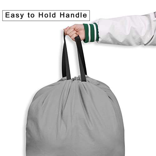 Cotton Canvas Laundry Bag with Handles & Drawstring Straps, Heavy Duty Extra Large Laundry Bags for Laundromat and Household, 25.5x34 Inch, Dark Grey - color: Dark Gray
