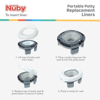 Nuby Portable Potty Replacement Liners - Disposable Potty Liners - Toddler Potty Training Essentials - 80 Count - style: Potty Replacement Liners (Pack of 80)