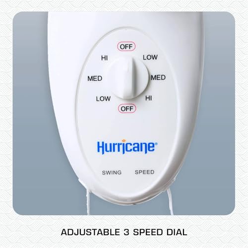 Hurricane 18" Supreme 90-Degree Oscillating Wall Mounted Fan with 3 Quiet Speeds, White - Indoor Air Cooling Unit with Adjustable Tilt and Pull Cords for Bedroom, Garage, Office, and Home - style: 18" Supreme
