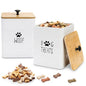 SOUJOY 2 Pack Dog Treat Container, 3Lbs Airtight Pet Food Storage Container with Lid, 7"x5" Iron Small Pet Treat Canister for Cookie, Bone, Biscuit, Dog Food Bin for Kitchen Counter, White