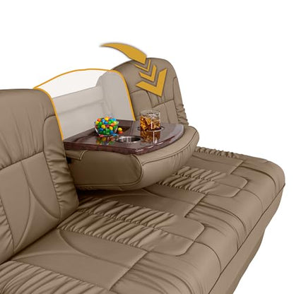 De Leon Console DX RV Sofa Bed, 72" Wide, Ultimate Leather, Light Sand - color: Light Sand, size: 72"