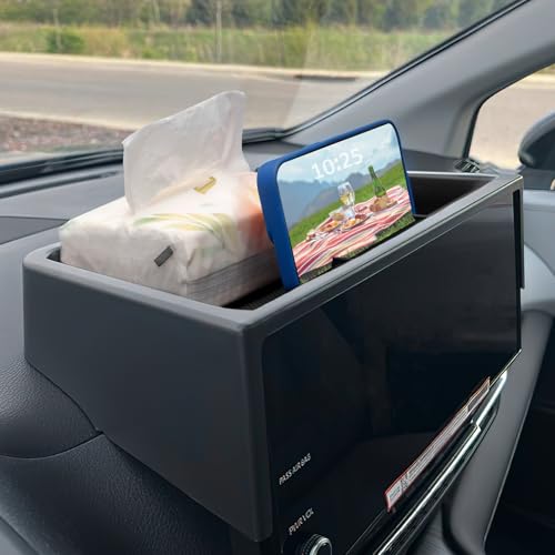 TOPINSTALL New Dash Tray Phone Holder Compatible with 2025 2026 Toyota Sienna 12.3" Screen, Dashboard Hidden Screen Storage Organizer Tissue Sunglasses Holder(Not for LE Trim with 8" Screen) - color: 2025+ Sienna Dashboard Tray