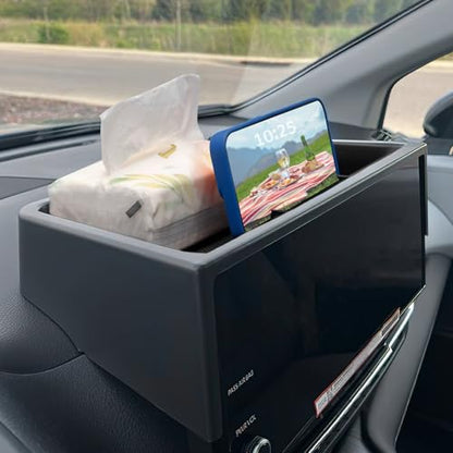 TOPINSTALL New Dash Tray Phone Holder Compatible with 2025 2026 Toyota Sienna 12.3" Screen, Dashboard Hidden Screen Storage Organizer Tissue Sunglasses Holder(Not for LE Trim with 8" Screen) - color: 2025+ Sienna Dashboard Tray