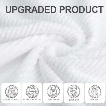 VOOVA & MOVAS White Towels for Bathroom, 100% Cotton | Quick Dry | Soft | Thick, 3 Piece Towel Set, 1 Large Bath 30" x 56", 1 Hand 18" x 28", 1 Wash Cloth 13" x 13", Bathroom Essentials - color: White, size: 3 PC Bathroom Towel Set