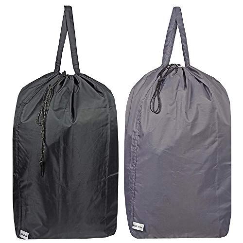 Washable Travel Laundry Bag with Handles and Drawstring, Heavy Duty Large Enough to Hold 3 Loads of Laundry, Fit a Laundry Basket or Clothes Hamper, 27.5x34.5 in,Grey and Black - color: Grey and Black (1 Pack)