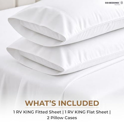 SGI bedding 100% Egyptian Cotton Sheets RV King Size – 600 Thread Count Sheets Set, Soft, Cooling, 15" Deep Pocket, Luxury Hotel Bedding, Breathable, Durable - White - color: 01 - White, size: RV King