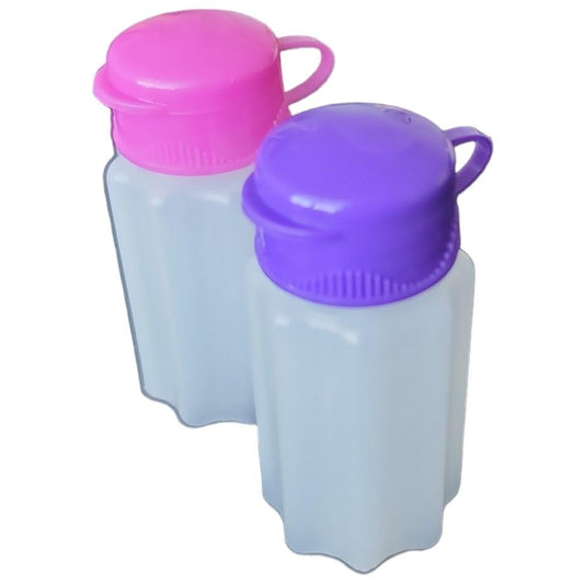 Handy Housewares Spill-Proof Flip-Lid Mini Salt & Pepper Shakers | Compact Durable Plastic Travel Spice Dispenser Set for Lunch Bags, Camping & Outdoor Cooking | Pink and Purple (1 Pair) - color: Pink / Purple, size: 1 Pair
