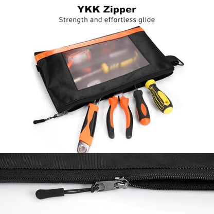 KENOBE 13" Tool Pouches with Zipper, Heavy Duty Small Tool Bag with Visible Window, Multipurpose Storage Utility Pouch for Tools, Gadgets, Cosmetics, Stationery, Travel Accessories, 3 Pack