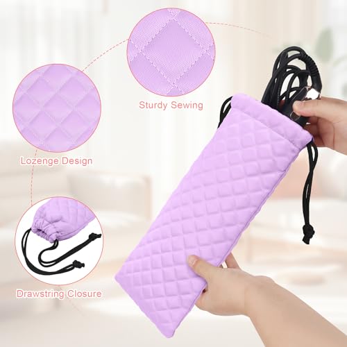 Professional Hot Hair Tools Organizer Cover Bag Heat Resistant Travel Drawstring Storage Case Pouch for Curling Iron, Flat Iron, Hair Straightener and Styling Tool(14.2" x 5.9") - color: Purple