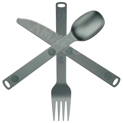 Magnetic Camping Utensils Set, Knife, Fork & Spoon Cutlery Set, Portable & Reusable Metal Aluminum Travel Flatware, 3-PACK, Gray - color: Gray