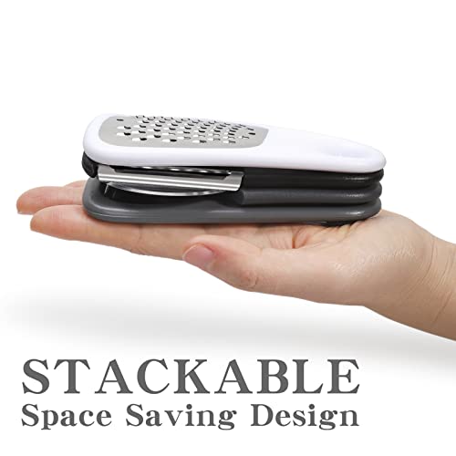 5 Pieces Kitchen Gadgets Set - Space Saving Cooking Tools Accessories Cheese Chocolate Grater, Fruit Vegetable Peeler, Bottle Opener, Pizza Cutter, Burlap Bags with Drawstring Gift Set - color: Black White Gray 4pcs