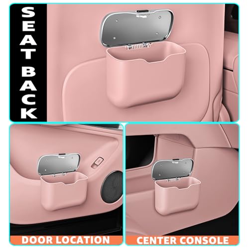 HOLDCY Car Trash Can, Waterproof Multi‑Functional Auto Trash Bin for Door/Console/Seat Back, Universal Vehicle Garbage Can for Car/Truck/SUV Drivers (Pink) - color: Pink