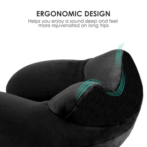 Inflatable Travel Pillow, Soft Velvet Inflatable Neck Pillow for Traveling, Airplanes, Train, Car, Office with Compact Bag, Breathable Washable Cover, Suit for Adults Sleeping - Black - color: Premium Black